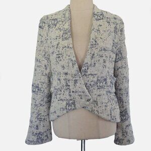 NWT Derek Lam 10 Crosby Womens Tweed Blazer Jacket White/Blue Size 4